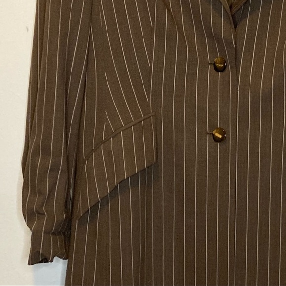 Escada Brown Pinstripe Long Jacket 3 Piece Suit - Picture 5 of 8